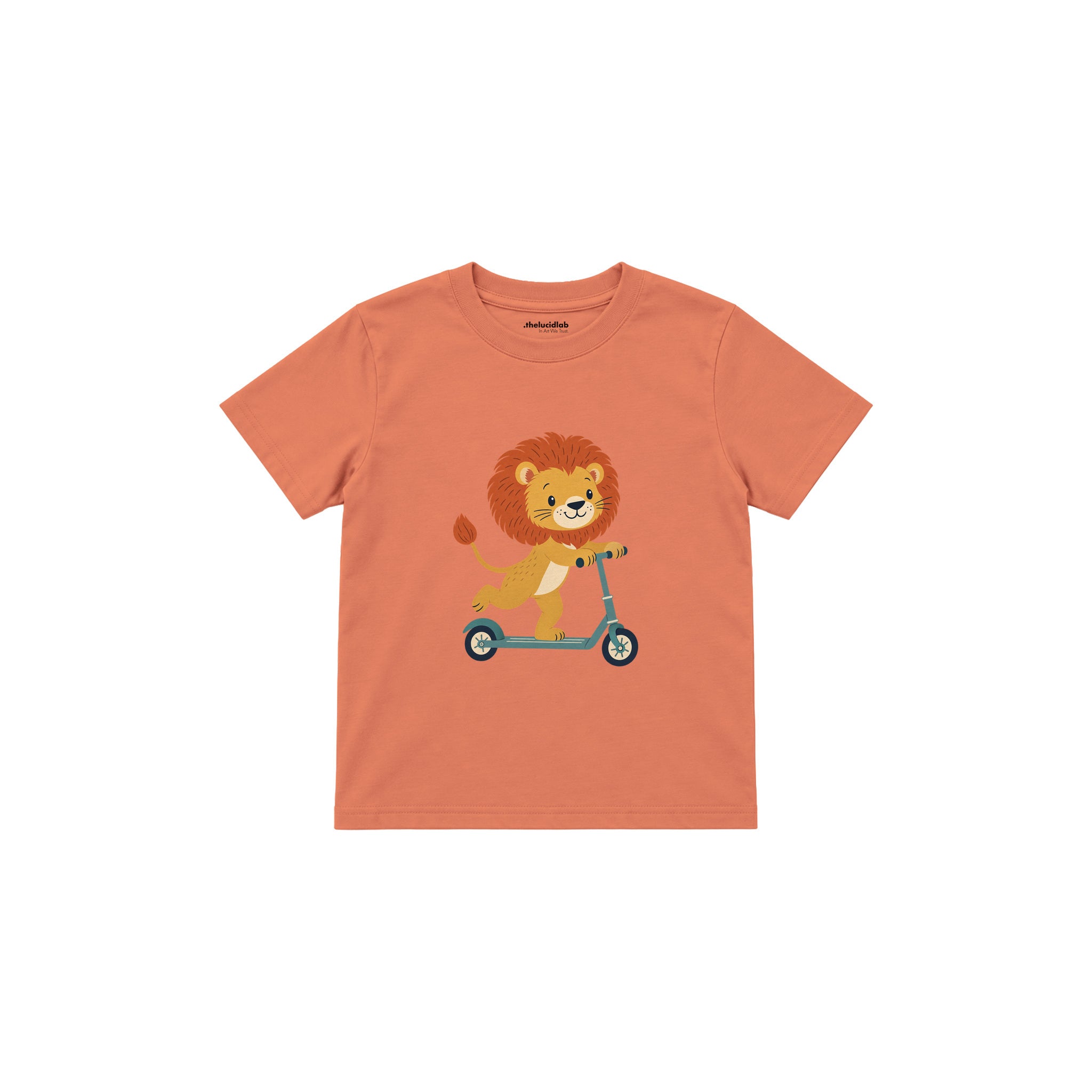 Little Scooter Lion Çocuk Tişört — Somon — ön görünüm