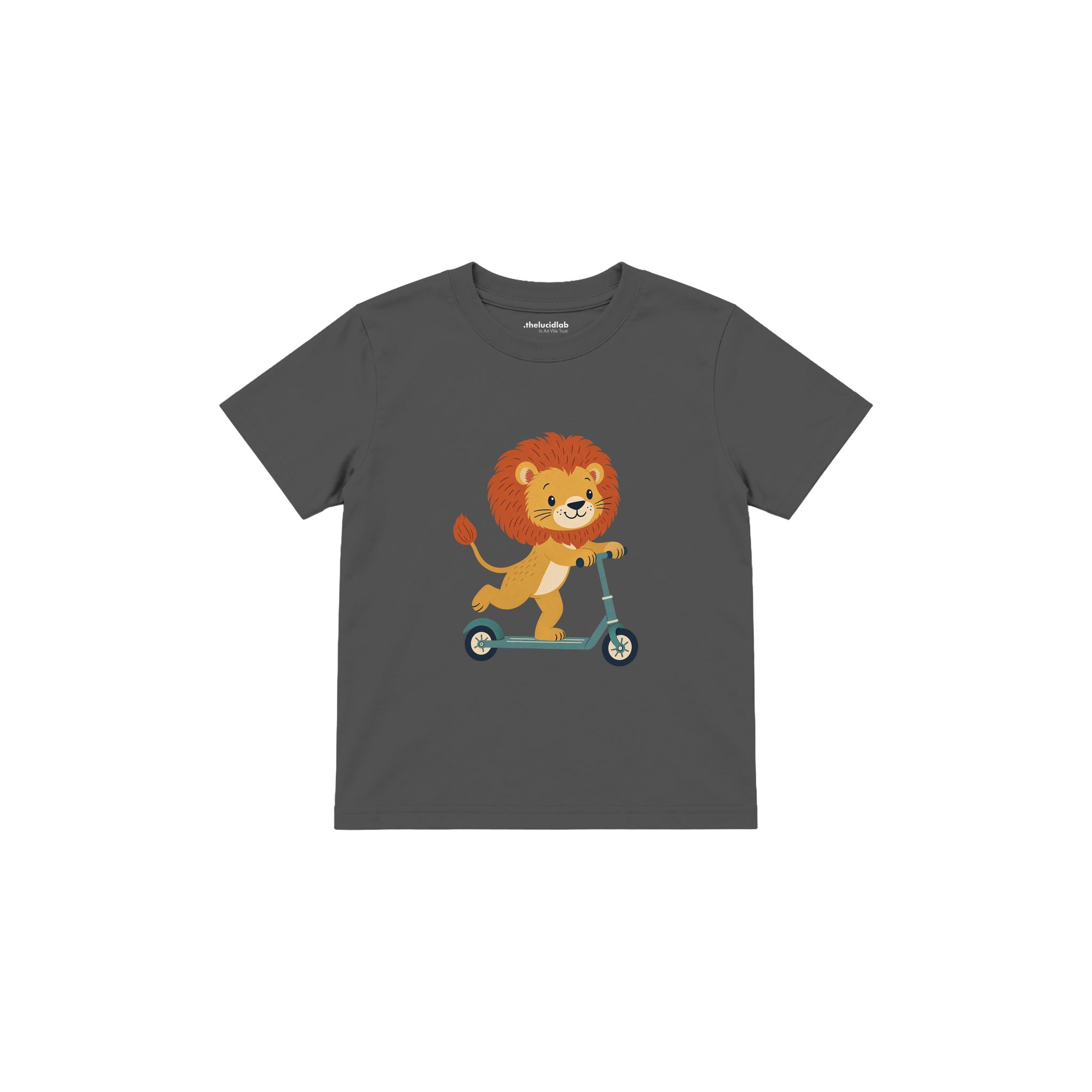 Little Scooter Lion Çocuk Tişört — Antrasit — ön görünüm