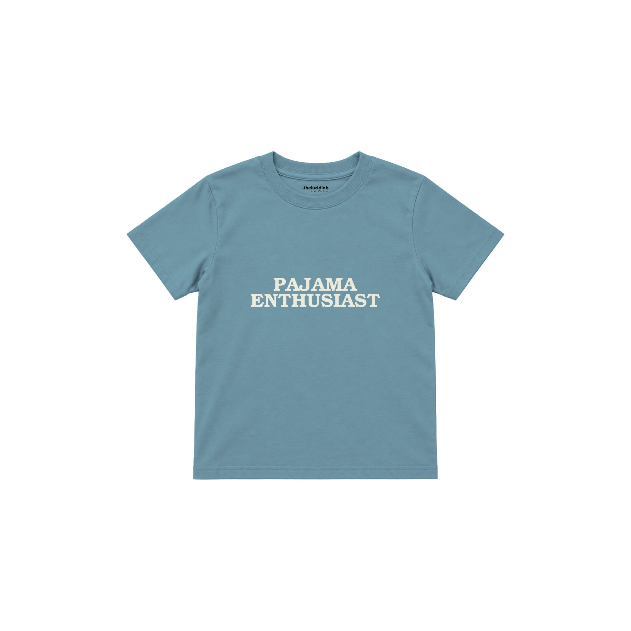 Pajama Enthusiast Çocuk Tişört — Çelik Mavi — ön görünüm