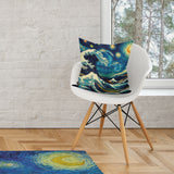 The Great Wave of Kanagawa / The Starry Night Double Sided Throw Pillow Cover 2 Pieces