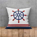 Kırmızılı Dümen v2 / Marin Temalı Çift Taraflı Kırlent Kılıfı 2 Adet