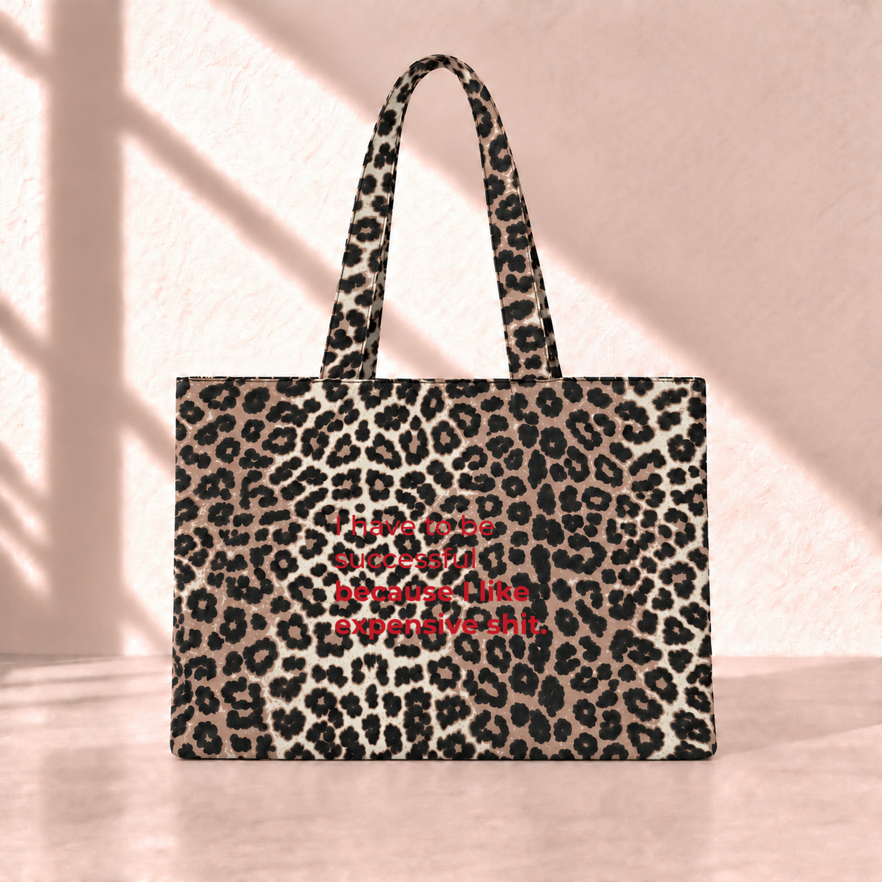 I Like Expensive Shit Leopard Tote Bag Kirmizi