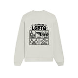 I Support LGBTQ Oversize Sweatshirt – Beyaz – arka görünüm