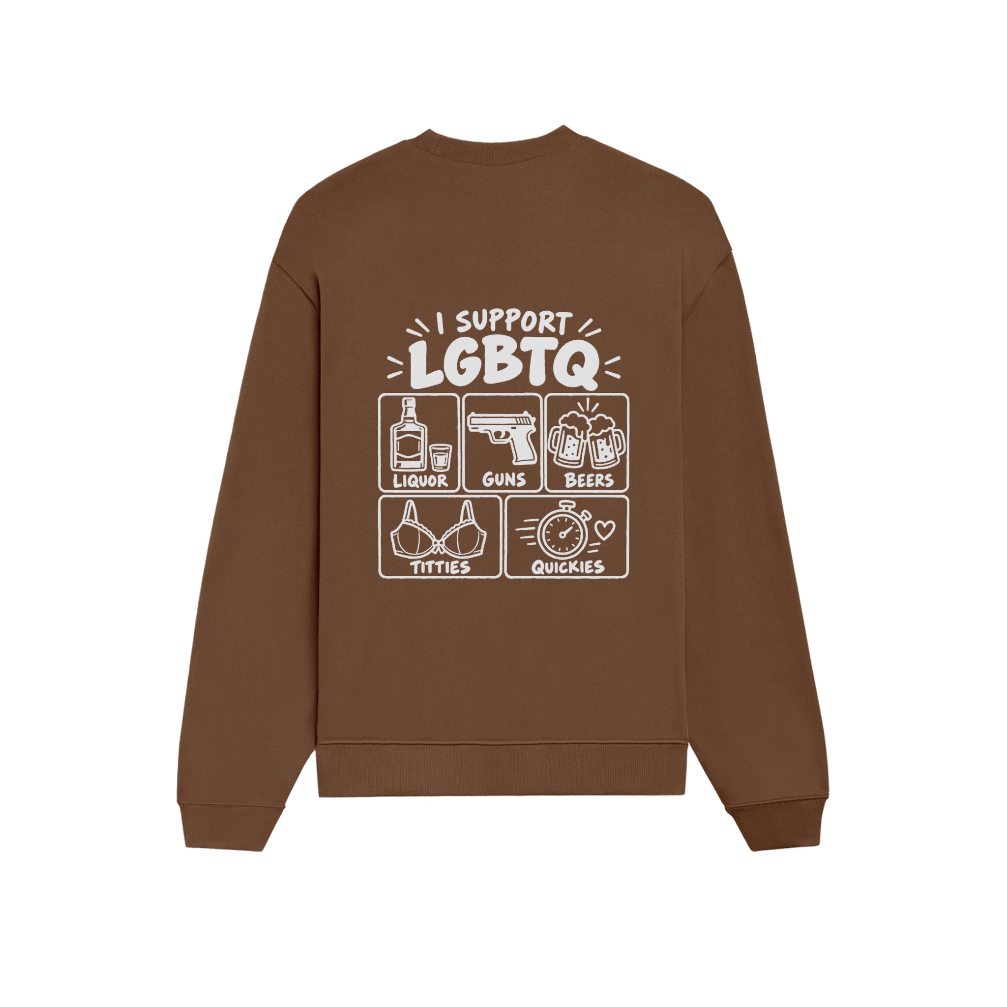 I Support LGBTQ Oversize Sweatshirt – Kahverengi – arka görünüm
