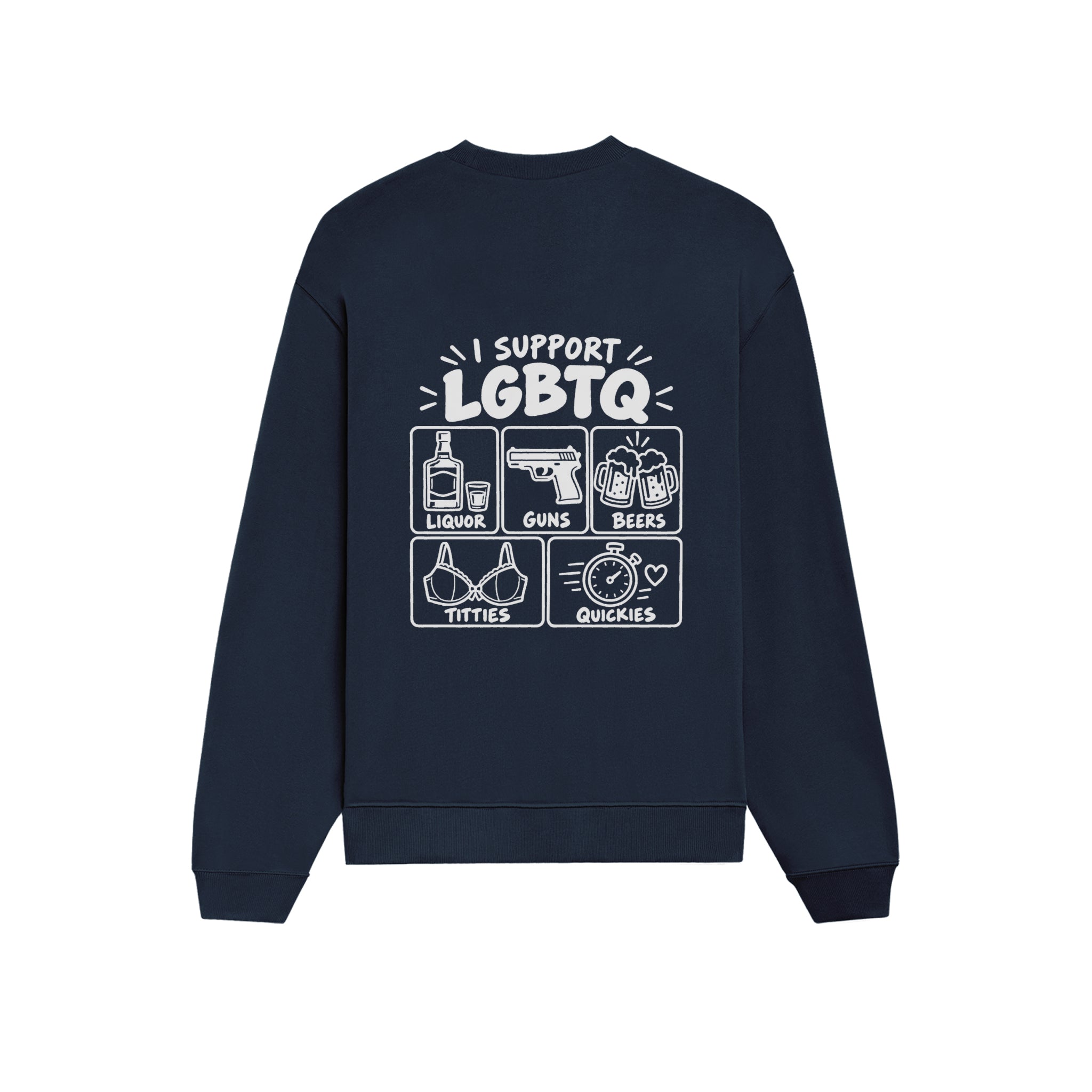 I Support LGBTQ Oversize Sweatshirt – Lacivert – arka görünüm