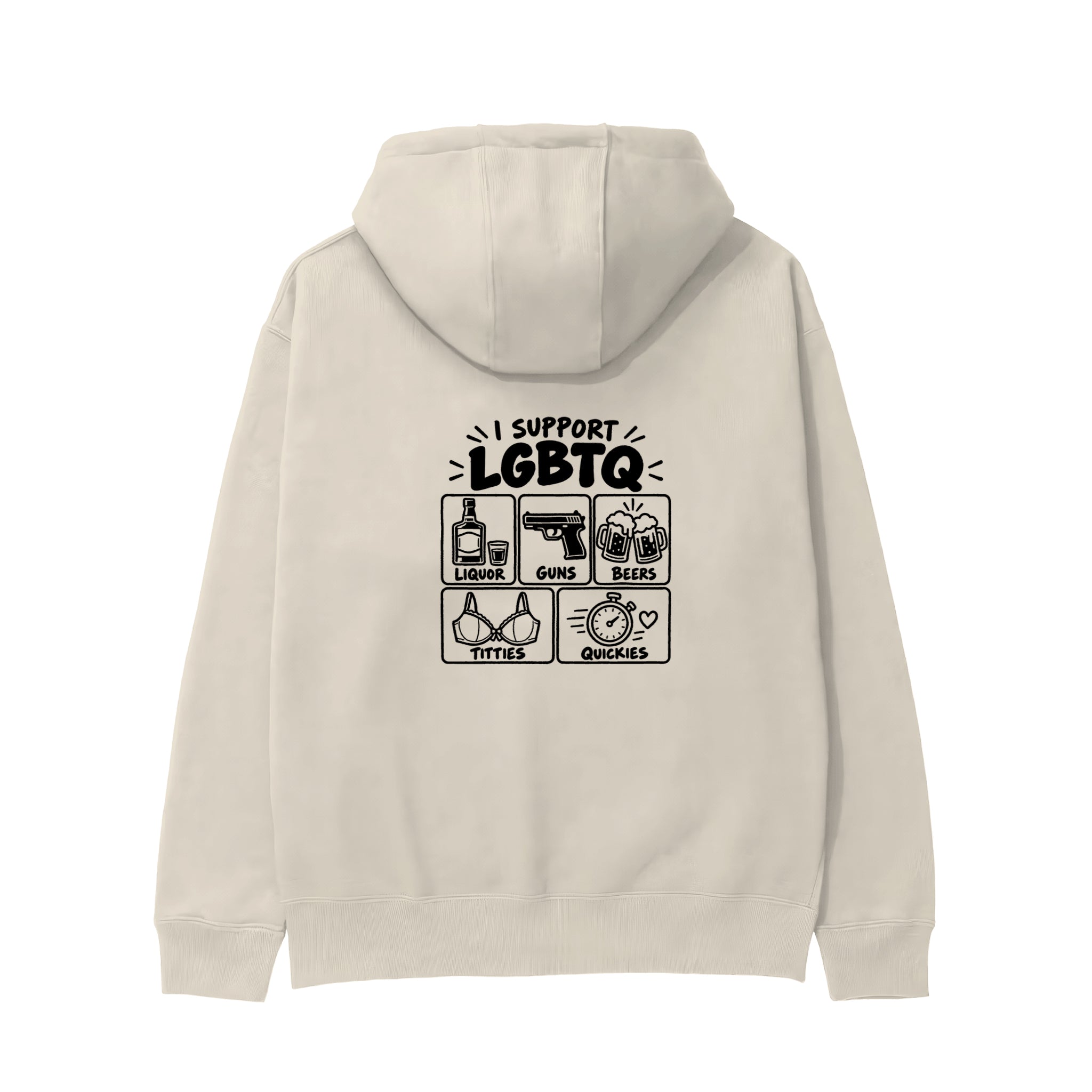 I Support LGBTQ Hoodie – Krem – arka görünüm
