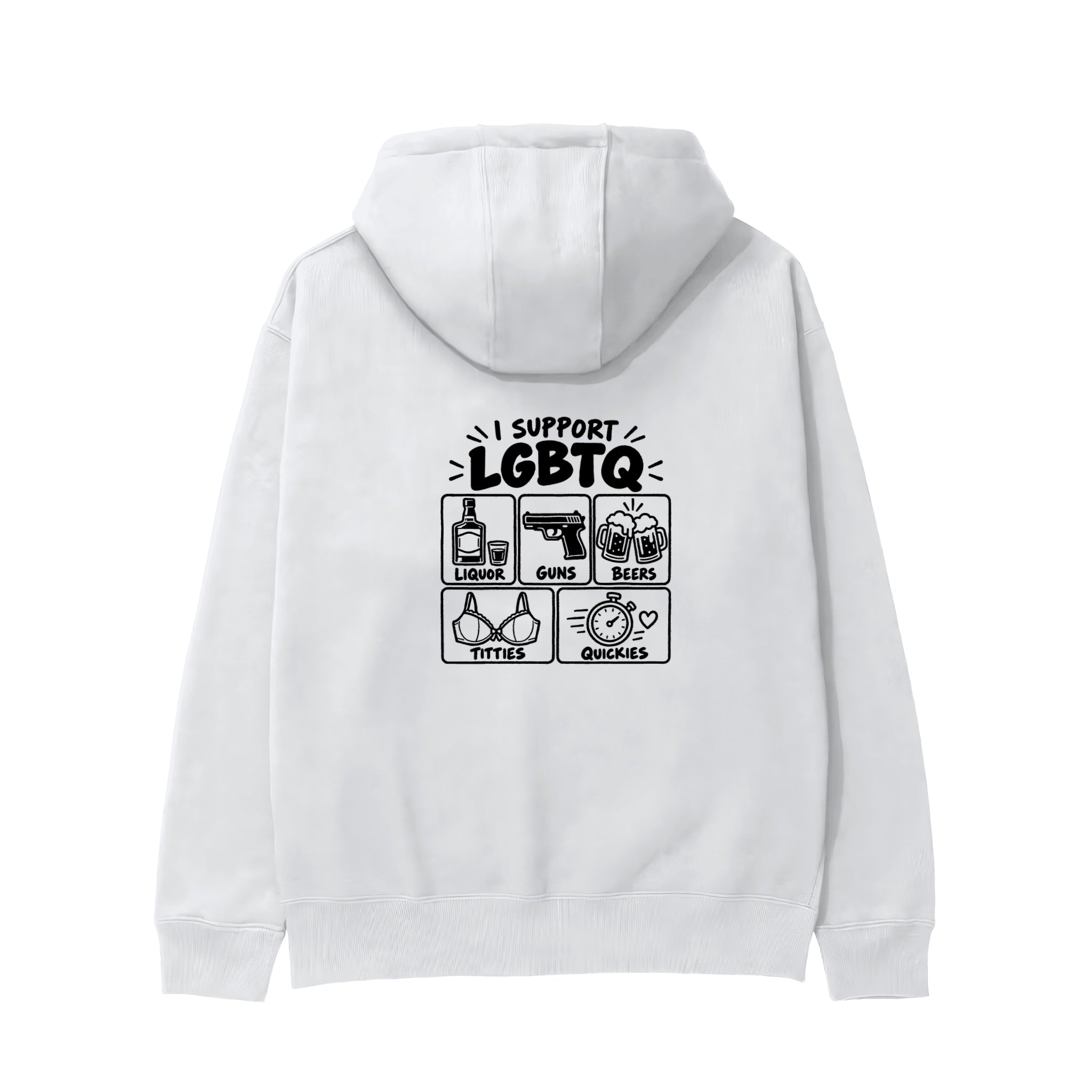 I Support LGBTQ Hoodie – Beyaz – arka görünüm