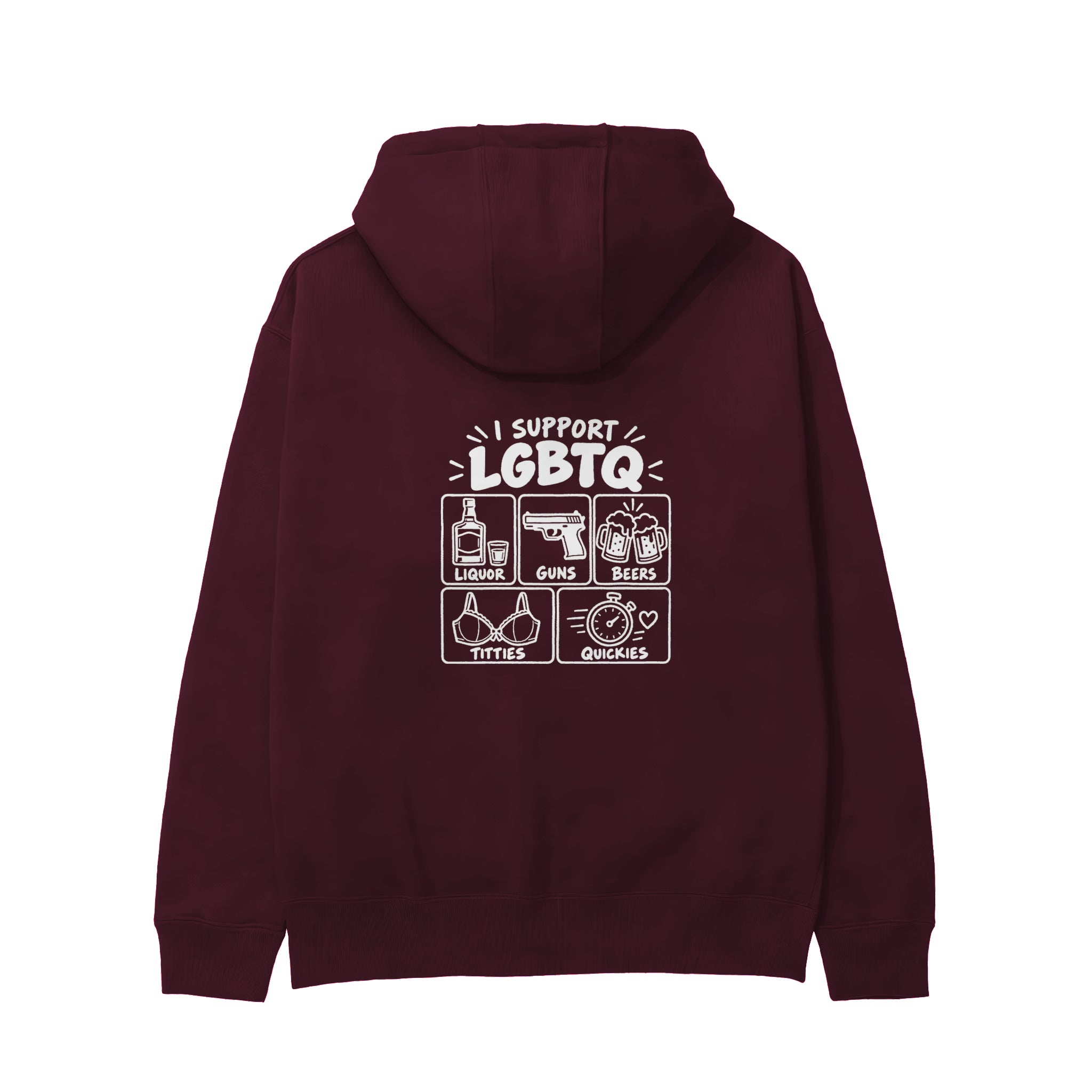 I Support LGBTQ Hoodie – Bordo – arka görünüm