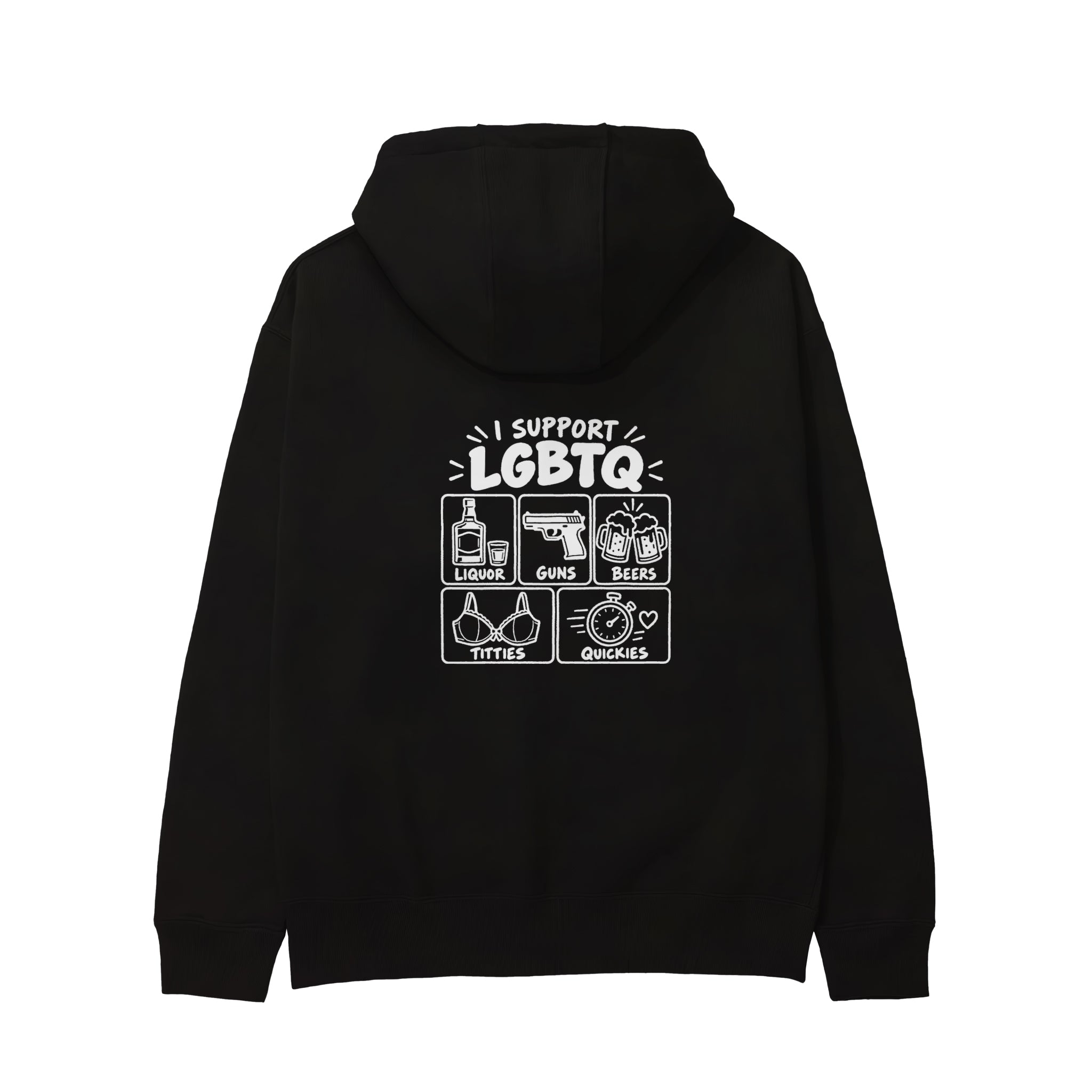 I Support LGBTQ Hoodie – Siyah – arka görünüm