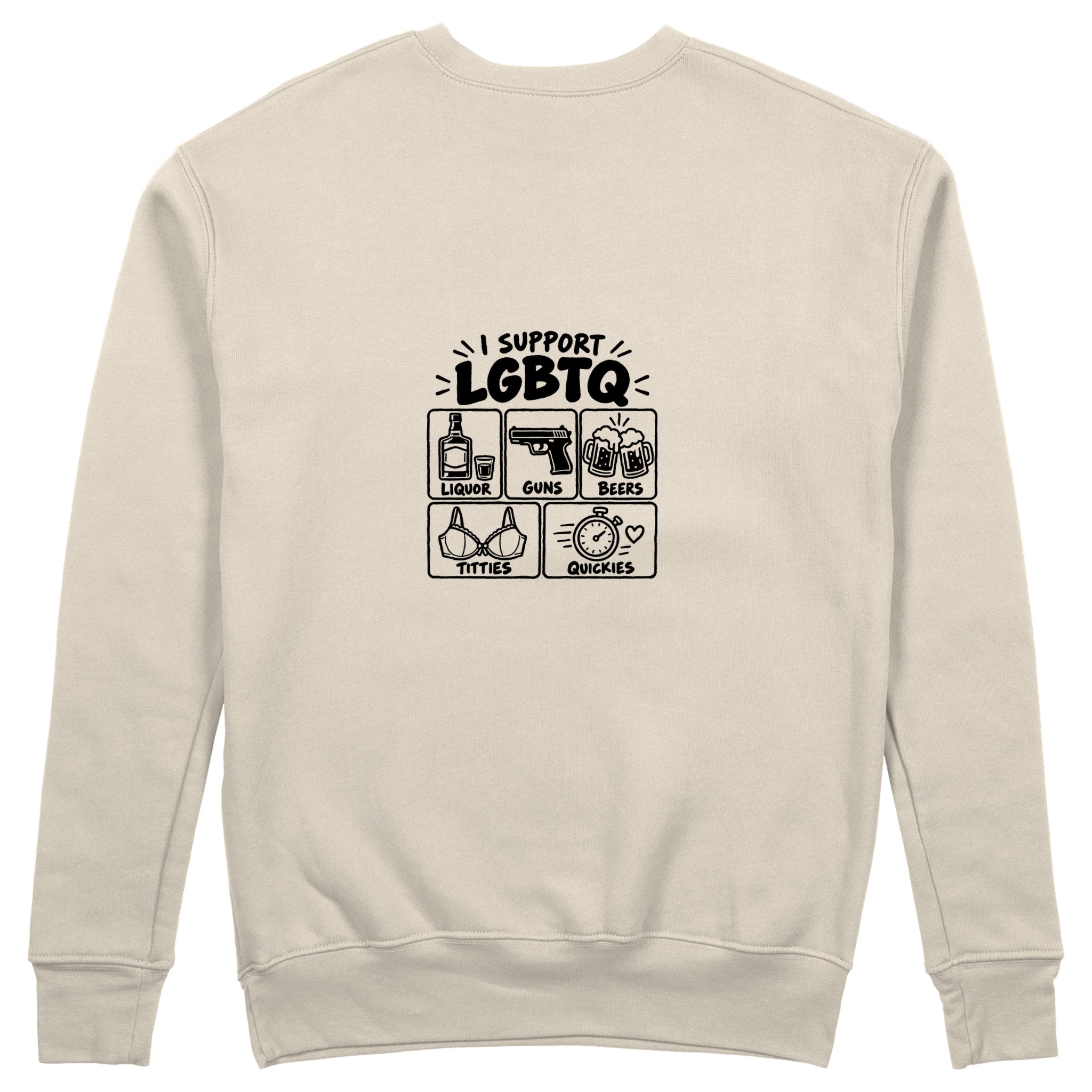 I Support LGBTQ Sweatshirt – Bej – arka görünüm