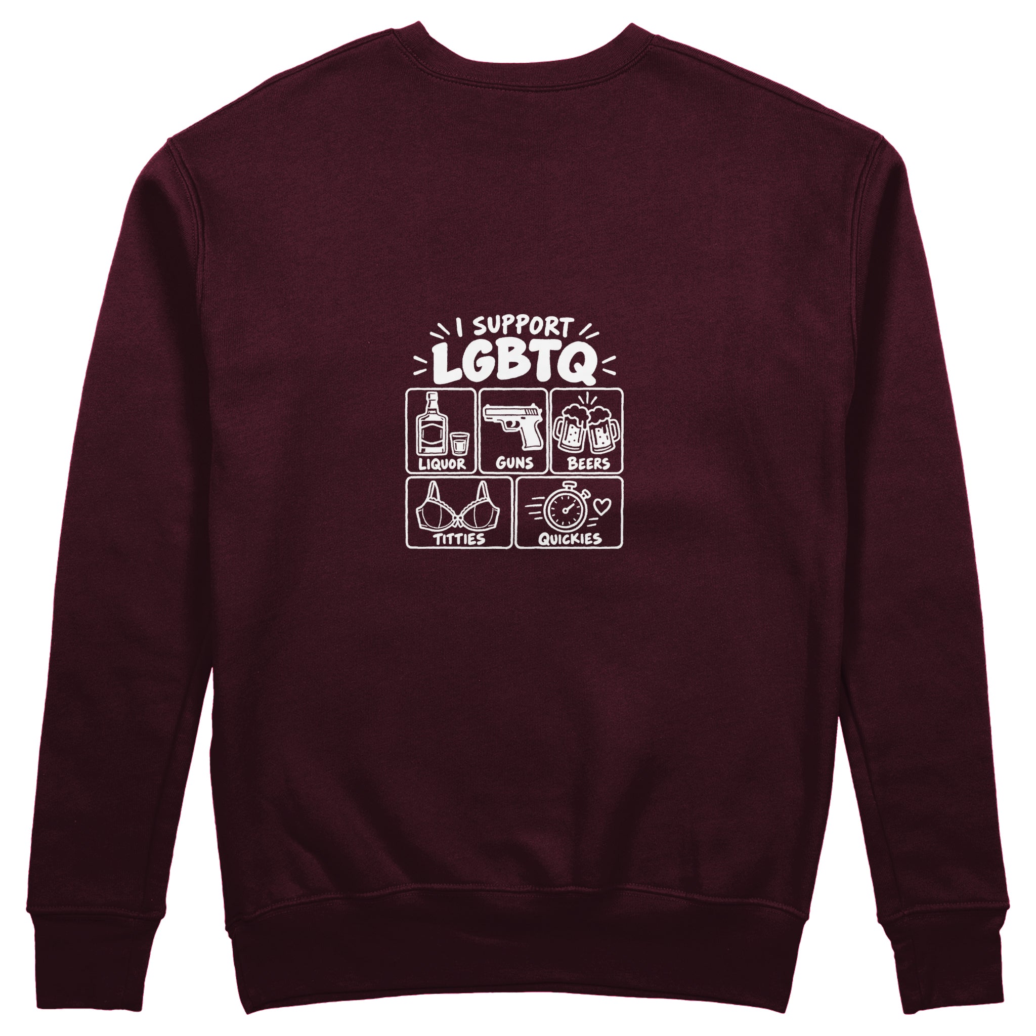 I Support LGBTQ Sweatshirt – Bordo – arka görünüm