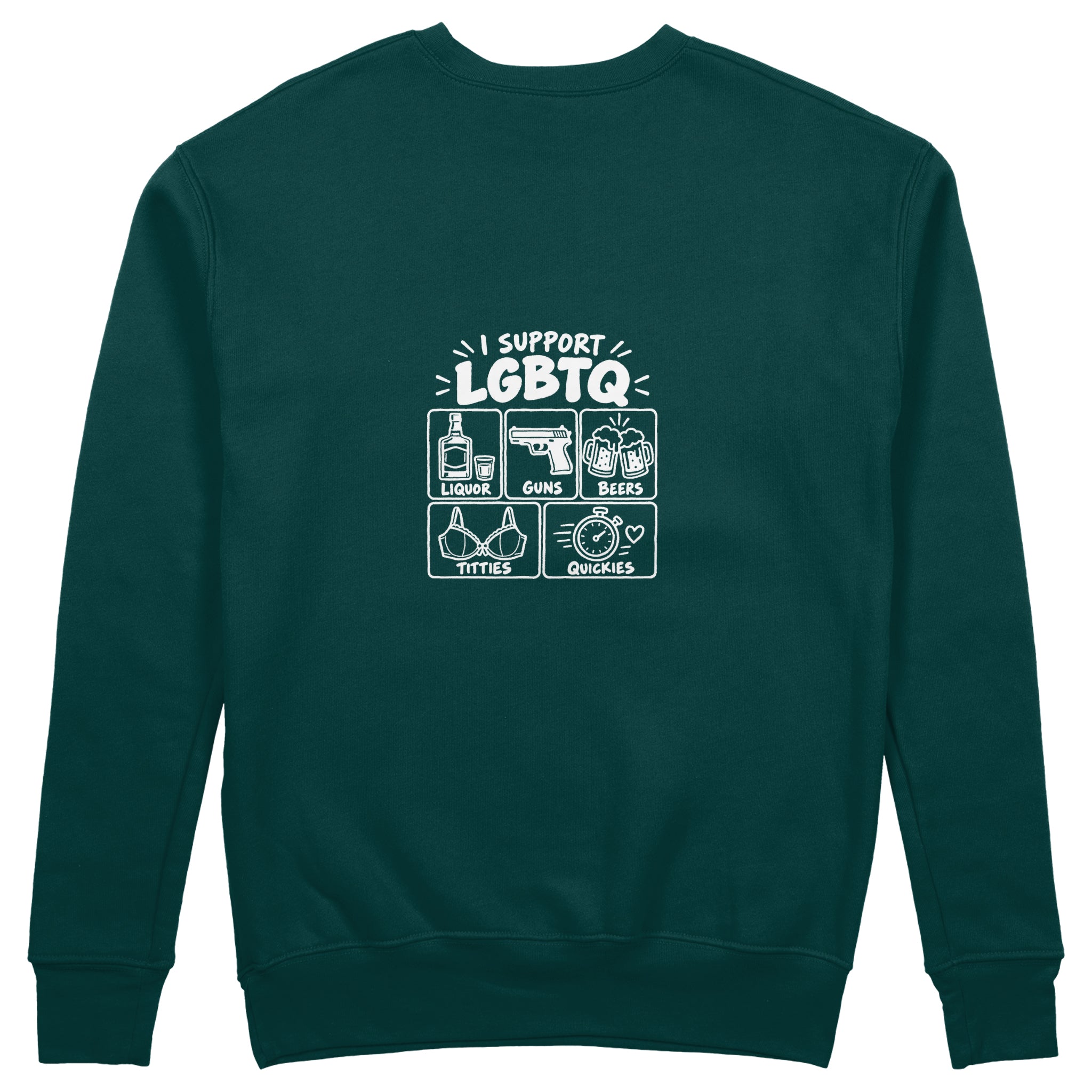 I Support LGBTQ Sweatshirt – Koyu Yeşil – arka görünüm