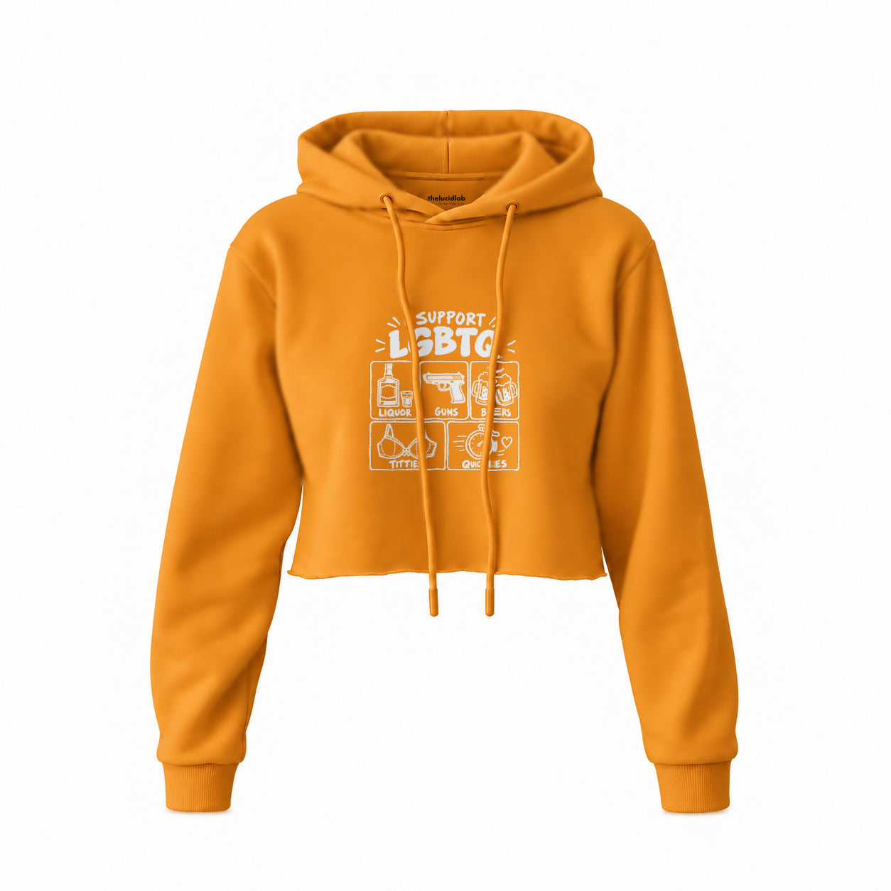I Support LGBTQ Crop Hoodie – Turuncu – ön görünüm