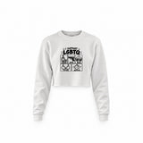 I Support LGBTQ Crop Sweatshirt – Beyaz – ön görünüm