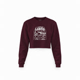 I Support LGBTQ Crop Sweatshirt – Bordo – ön görünüm