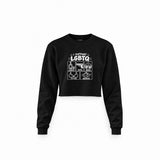 I Support LGBTQ Crop Sweatshirt – Siyah – ön görünüm