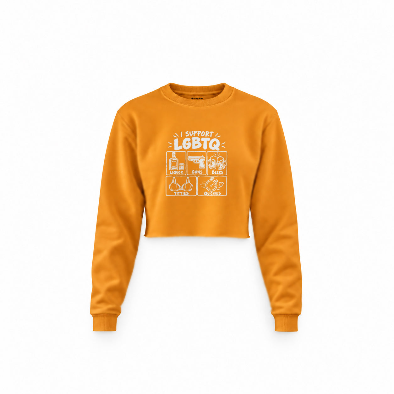 I Support LGBTQ Crop Sweatshirt – Turuncu – ön görünüm