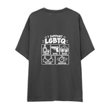 I Support LGBTQ Oversize Tişört — Antrasit — arka görünüm