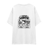 I Support LGBTQ Oversize Tişört — Beyaz — arka görünüm