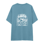 I Support LGBTQ Oversize Tişört — Çelik Mavi — arka görünüm