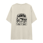 I Support LGBTQ Oversize Tişört — Ekru — arka görünüm