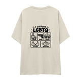 I Support LGBTQ Oversize Tişört — Ekru — arka görünüm