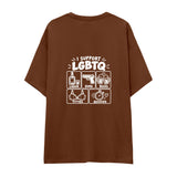 I Support LGBTQ Oversize Tişört — Kahverengi — arka görünüm