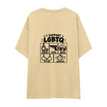 I Support LGBTQ Oversize Tişört — Krem — arka görünüm