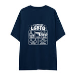 I Support LGBTQ Oversize Tişört — Lacivert — arka görünüm