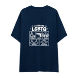 I Support LGBTQ Oversize Tişört — Lacivert — arka görünüm