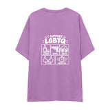 I Support LGBTQ Oversize Tişört — Lila — arka görünüm