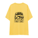 I Support LGBTQ Oversize Tişört — Sarı — arka görünüm