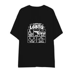 I Support LGBTQ Oversize Tişört — Siyah — arka görünüm