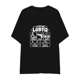 I Support LGBTQ Oversize Tişört — Siyah — arka görünüm