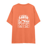 I Support LGBTQ Oversize Tişört — Somon — arka görünüm