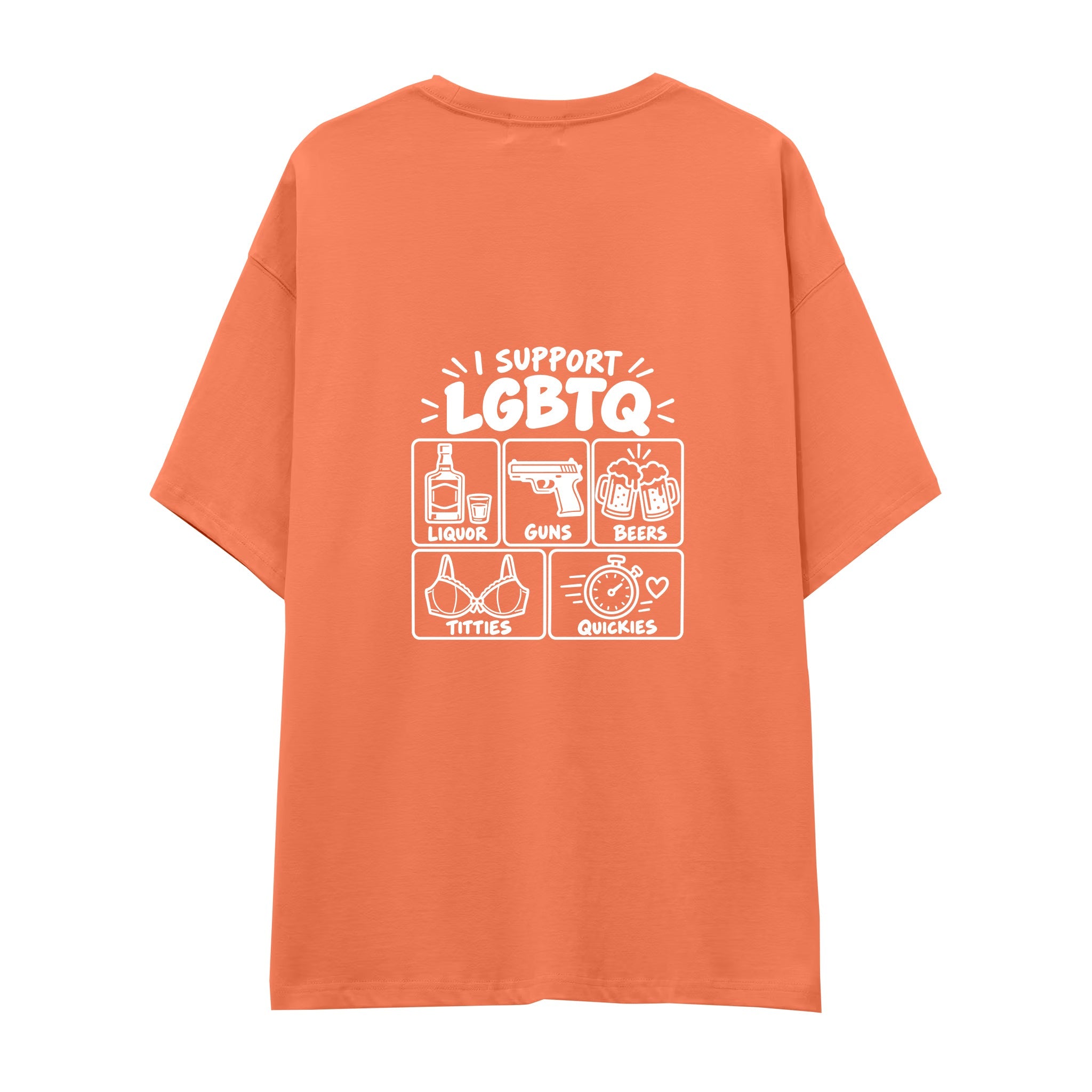 I Support LGBTQ Oversize Tişört — Somon — arka görünüm