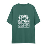 I Support LGBTQ Oversize Tişört — Yeşil — arka görünüm