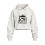 I Support LGBTQ Oversize Crop Hoodie – Beyaz – ön görünüm