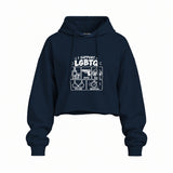 I Support LGBTQ Oversize Crop Hoodie – Lacivert – ön görünüm