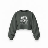 I Support LGBTQ Oversize Crop Sweatshirt – Antrasit – ön görünüm