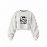 I Support LGBTQ Oversize Crop Sweatshirt – Beyaz – ön görünüm