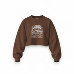I Support LGBTQ Oversize Crop Sweatshirt – Kahverengi – ön görünüm