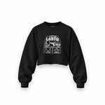 I Support LGBTQ Oversize Crop Sweatshirt – Siyah – ön görünüm