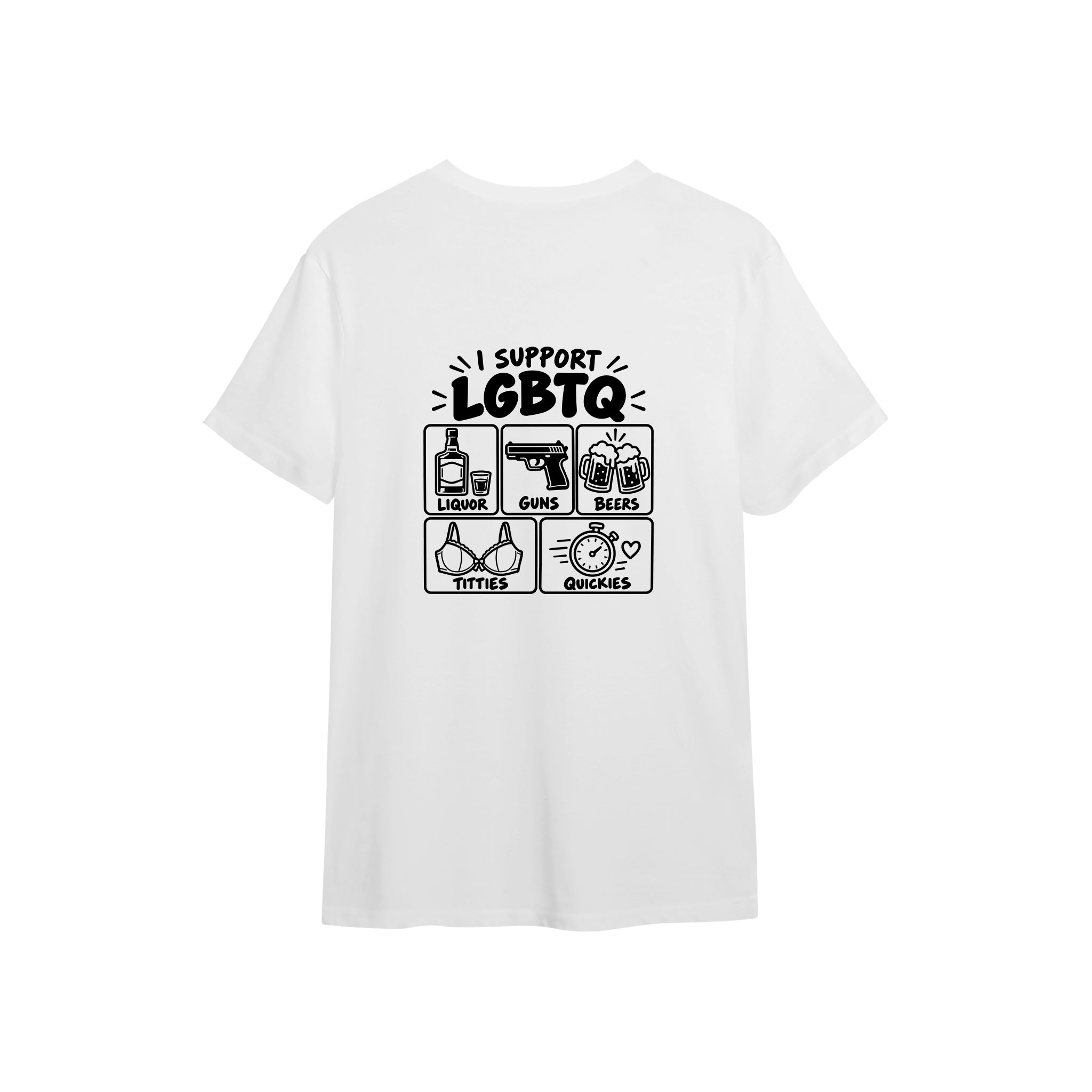 I Support LGBTQ Tişört — Beyaz — arka görünüm