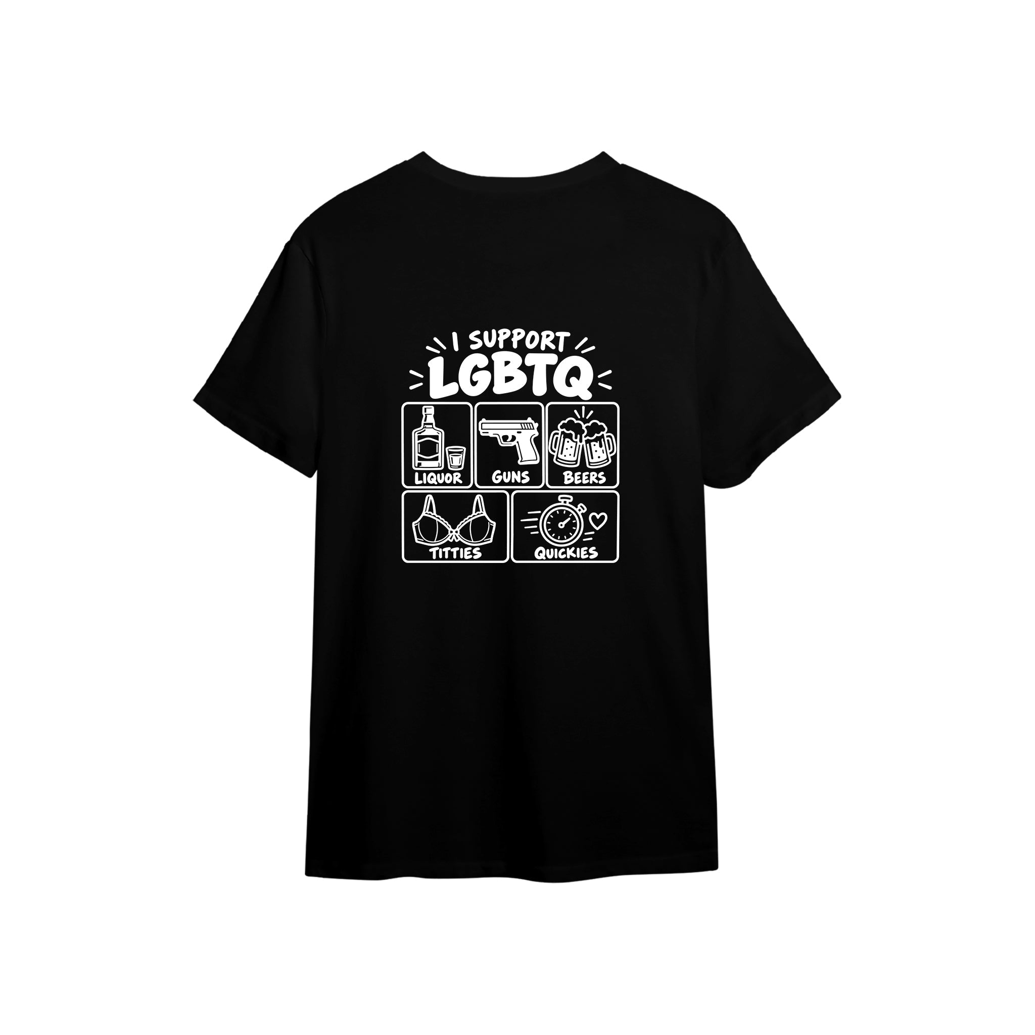 I Support LGBTQ Tişört — Siyah — arka görünüm