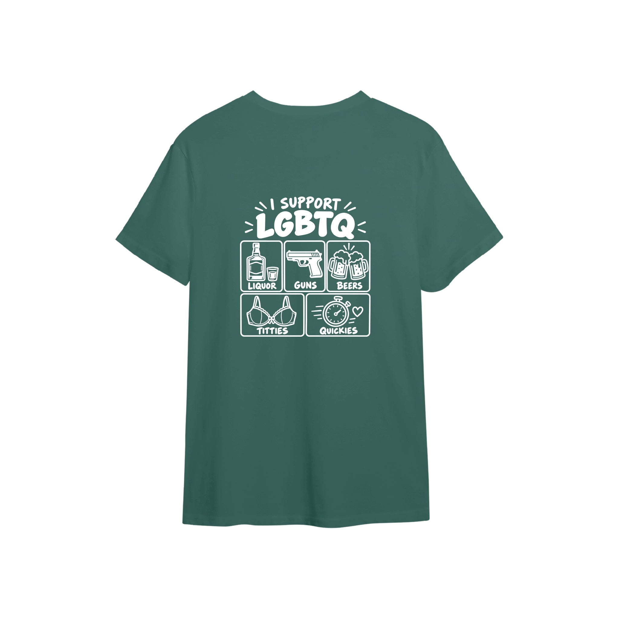 I Support LGBTQ Tişört — Yeşil — arka görünüm