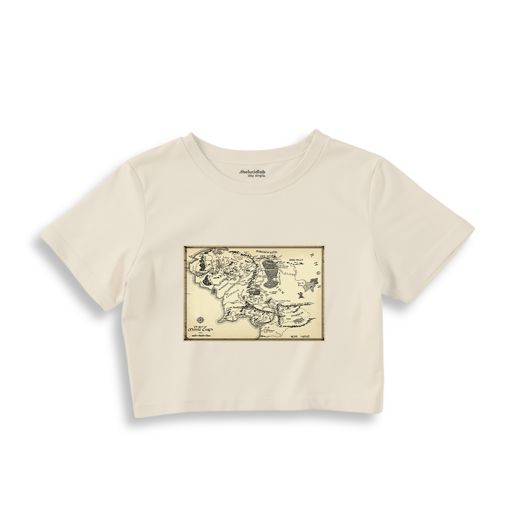 Yüzüklerin Efendisi Orta Dünya Haritası - Lord Of The Rings Crop Tişört