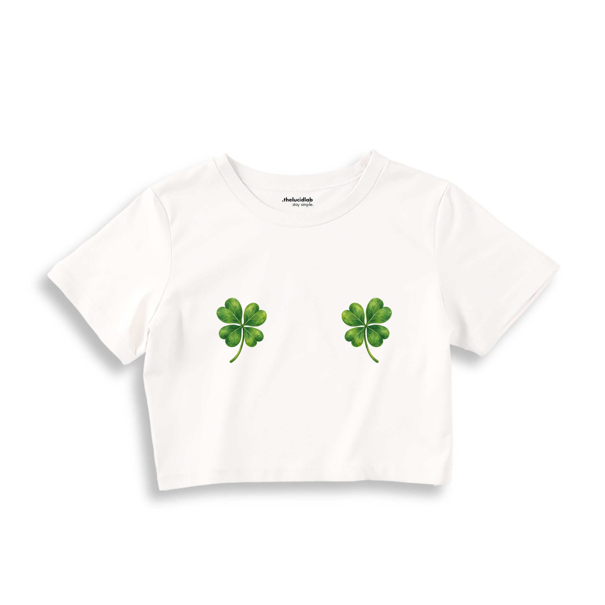 Lucky Twins Crop Tişört - Beyaz - ön görünüm
