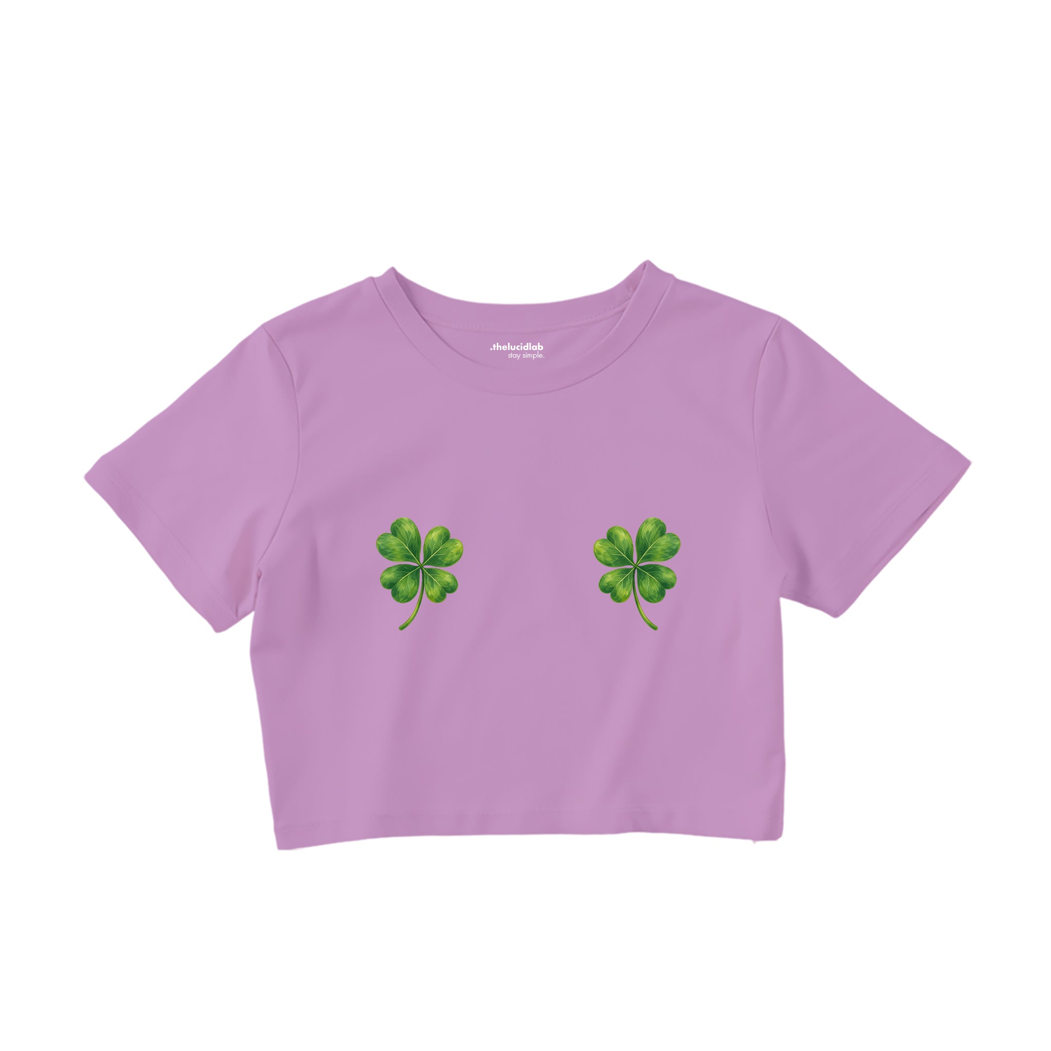 Lucky Twins Crop Tişört - Lila - ön görünüm