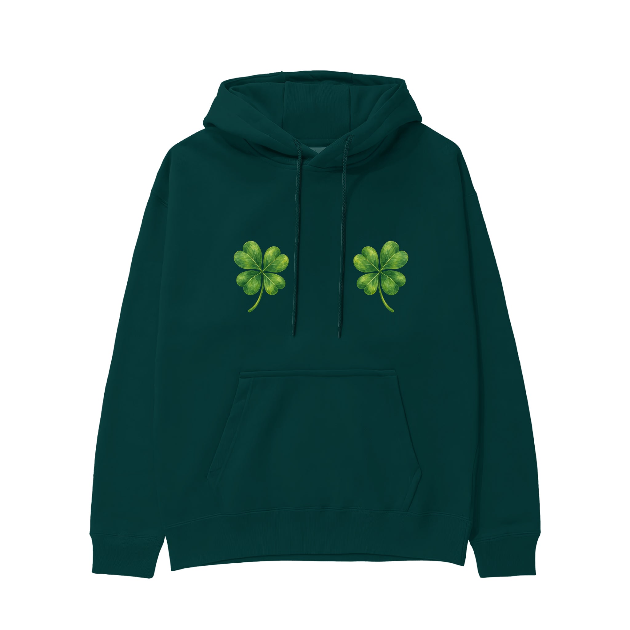 Lucky Twins Hoodie - Koyu Yeşil - ön görünüm